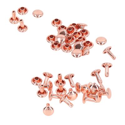 100 Sets Double Sided Rivets 7x8mm Iron Leather Rivets DIY Round Rivets for Clothing Bags Shoe Box