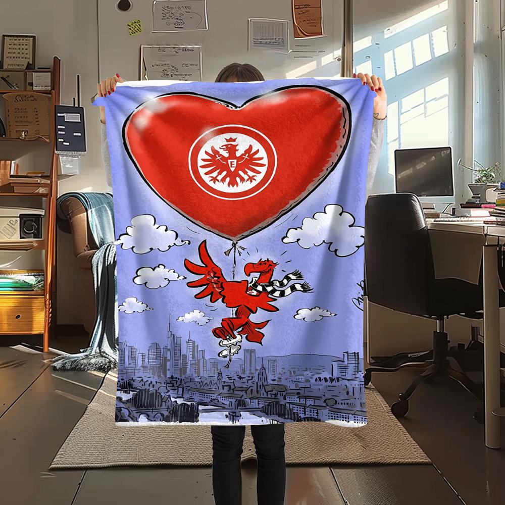 1PC Frankfurt Football Print Flannel Blanket, High quality All Seasons, Home Decor, Warmth and Comfort, Perfect for Christmas Gifts