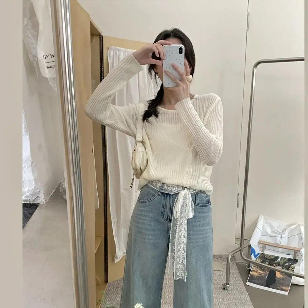 Cottagecore Tie Up Waist Chain Y2K Style Decoration for Dress Jeans Lace Bow Waist Belt for Women