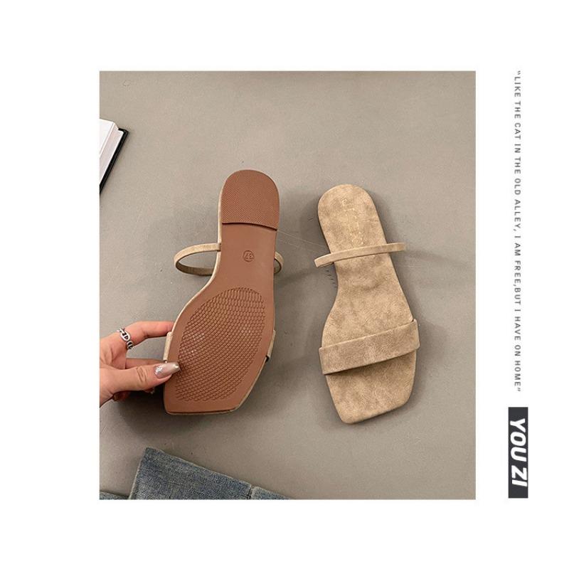 Slippers, Women's, Women's Shoes, Summer, Square Toe, Fish Mouth, Sandals, Women's, Flat Bottomed Slippers