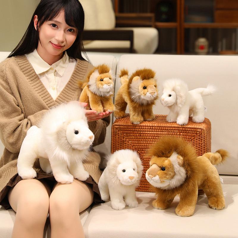 White Lion King Plush Toy - Cute Zoo Stuffed Animal Doll Birthday Gift