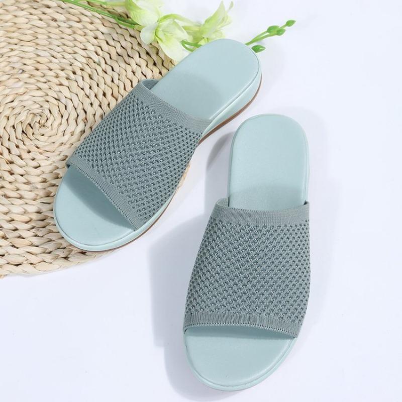New Wish Sandals Spring and Summer New Knitted Thick-soled Large-size Flat-soled Slippers Women's Single Shoes
