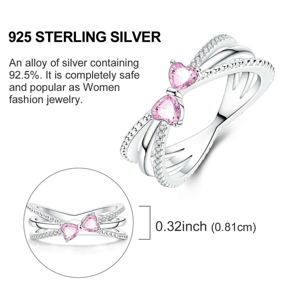 Latest In Genuine Copper Pink Bow Ring Design Simple Ring Zircon Bands Fashion Luxury For Women Party Anniversary Wedding Present Choice