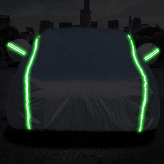 All Season Car Cover with Reflective Stripes Waterproof UV Reflective Snowproof Windproof Outdoor Vehicle Cover for Sun Rain Snow And Dust Universal