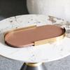 Lehký luxusní kožený podnos na aromaterapii Oválný styl Ins Obývací pokoj Ložnice Šperky Tkané kožené úložné podnosy Dekorace