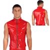 Mens Fashion Zipper Sleeveless Jacket Wet Look Patent Leather Stand Collar Vest Tops Clubwear