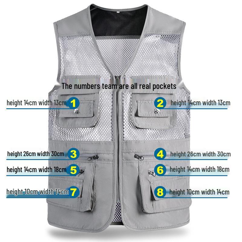 Men's Quick-Dry Multi-Pocket Outdoor Vest for Summer Fishing and Photography