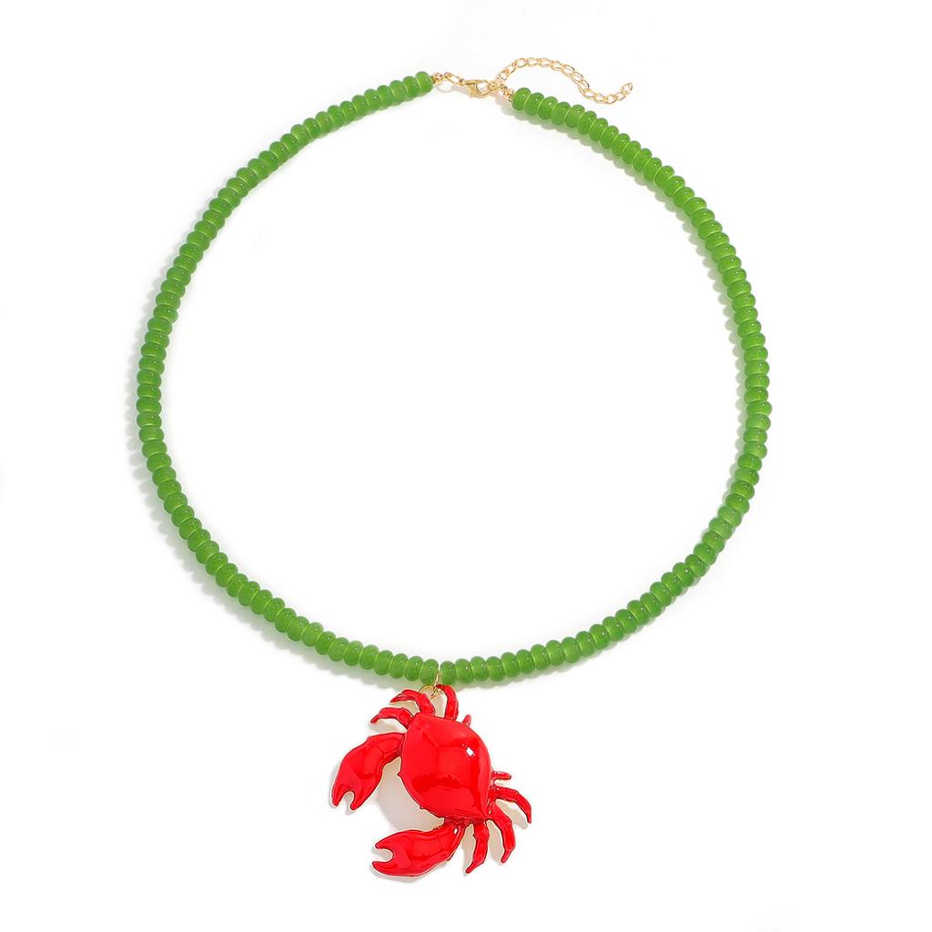 Bohemia Mode Pärlförsedd Krabba Halsband Röd Färg Emaljerad Krabba Hänge INS Personlig Smycke För Kvinnor Gåva Sommar Strand Bärande