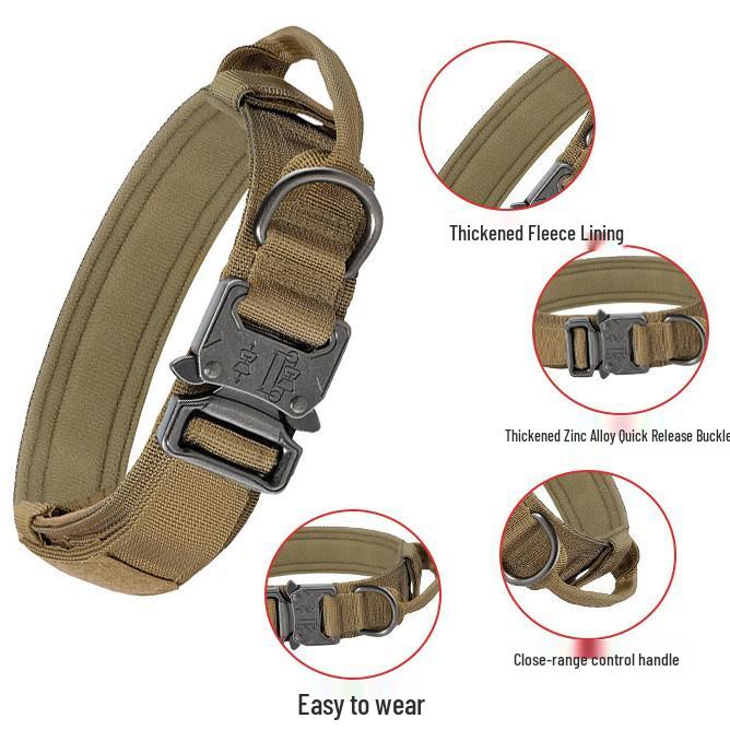 Taktisches reflektierendes Lederhalsband für Hunde im amerikanischen Stil für mittlere und große Hunde – Bissfestes und würgefestes Design