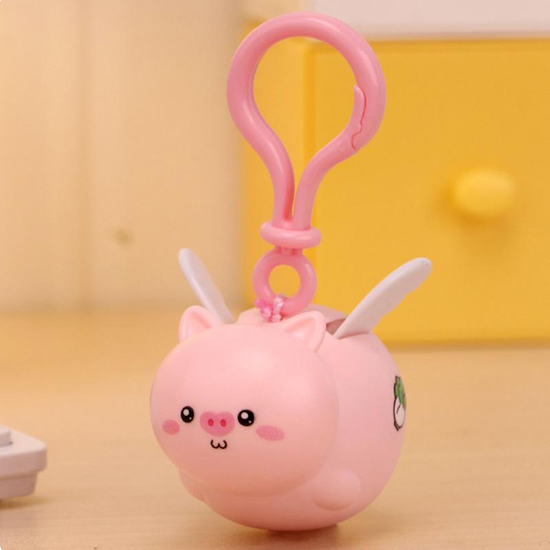 Creative Cartoon Capybara Pig Wings Pull String Keychain Elastic Retractable Cord Keychain Telescopic Hanging Rope Gifts