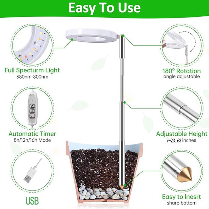 Full Spectrum Plant Lamp USB Grow Light LED Growth Light Phyto Lamp Flower Seedling Hydroponic Lighting Grow Lamp Phyto Lamp