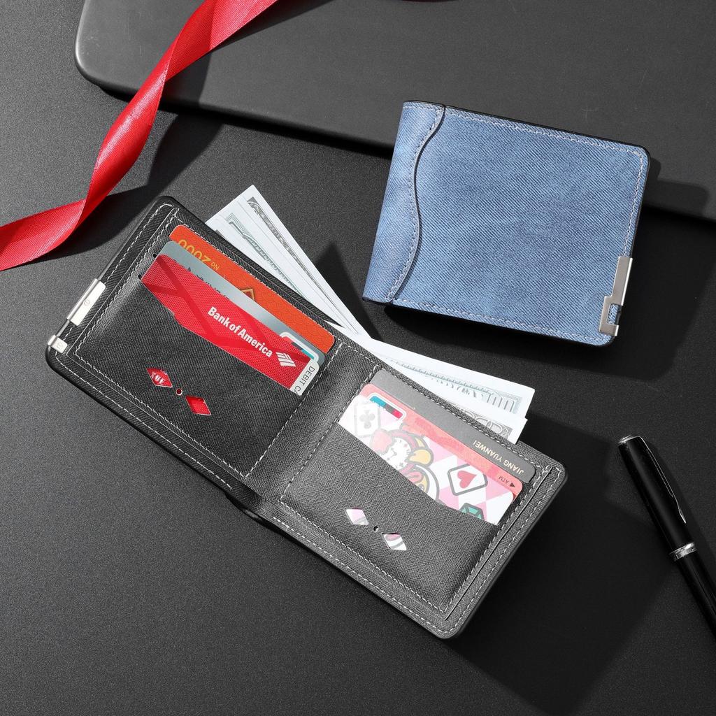 Ultra Thin Wallet Lightweight Men'S Short Wallet Driver License Wallet Retro For Gifts For Men Commuting Travel Money Bag
