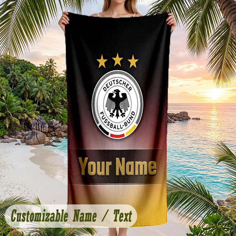 Strandtuch Deutschland Nationalmannschaft Druck Benutzerdefinierter Name Text Weiches Handtuch für Schwimmbad