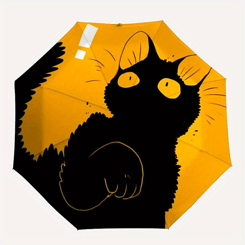 

1pc Black Cat Silhouette Automatic Open/close Folding Umbrella, Compact Portable Travel Umbrella, Durable Construction yy250809058