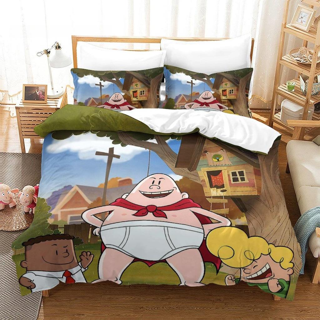Fashion Cartoon Kawaii Captain Underpants Bedding Set Single Twin Full Queen King Size Bed Set Adult Kid Bedroom Duvetcover Sets