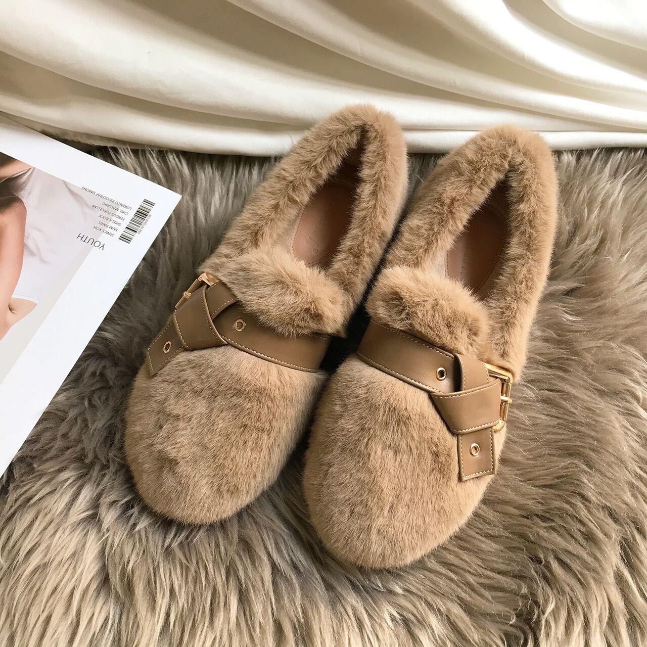 

Женские хлопковые туфли в стиле феи, новые зимние туфли с плоским дном и круглым носком, модные теплые туфли на меху для женщин 38 хаки