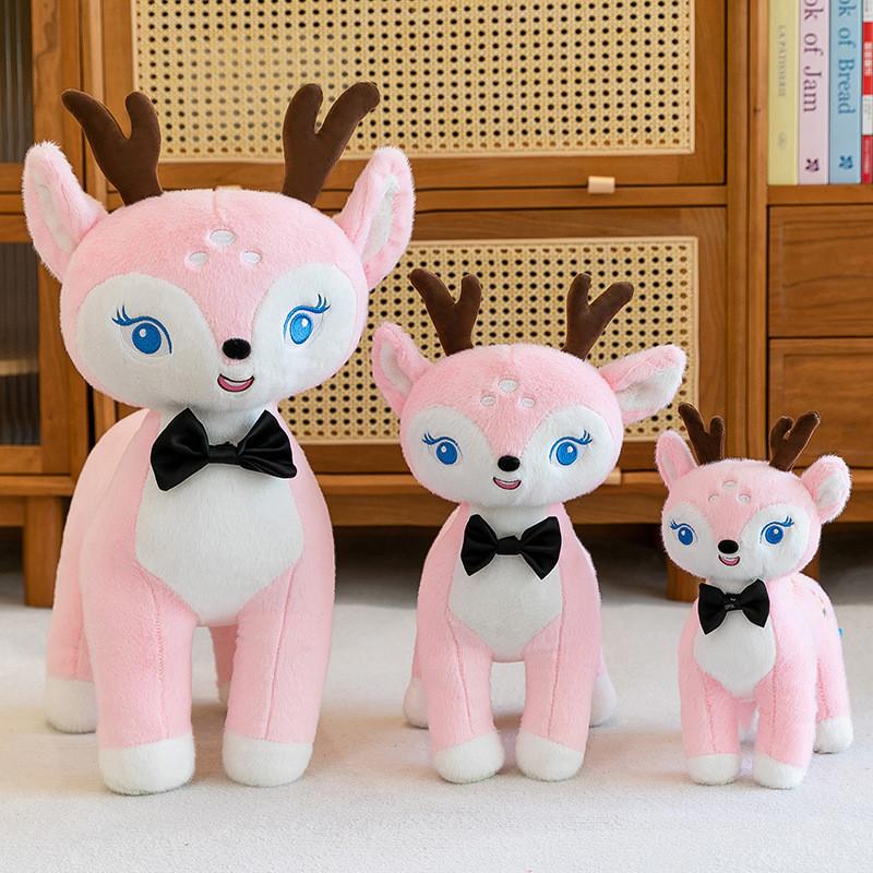 Sika Tie Bow Deer Plush Toy Cartoon Stuffed Animal Doll Decoration Gift Kids