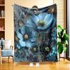 1pc Blue Floral Art Print Flannel Blanket, High-definition Digital Printing, Suitable for All Seasons, Cooling Blanket, Skin-friendly and Soft 100% Po