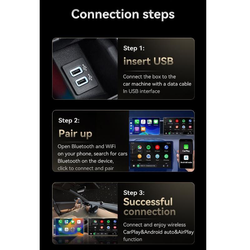 3-in-1 Kabelgebundener zu Drahtloser CarPlay-Adapter für Airplay Android Auto MirrorLink Bluetooth+ WLAN USB-Dongle Auto-KI-Box