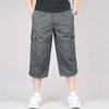 Men Breathable Capri Pants Color Straight Solid Pocket  Trousers