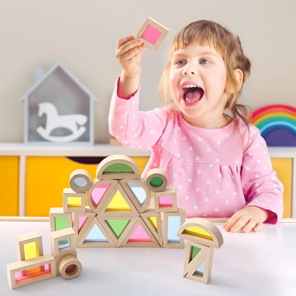 Promise Babe Colorful Building Acrylic Photography Rainbow Building Equilateral Right 3D 24 Ages Blocks, Sheets, Toys, Props, Toys, Cuboid, Triangle,