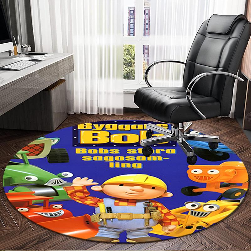 1PC The Builder's Adventure Round Rug, Non-slip Chair Mat, Home Decor, Circle Carpet Perfect for Office, Bedroom, Living Room,Christmas Gift