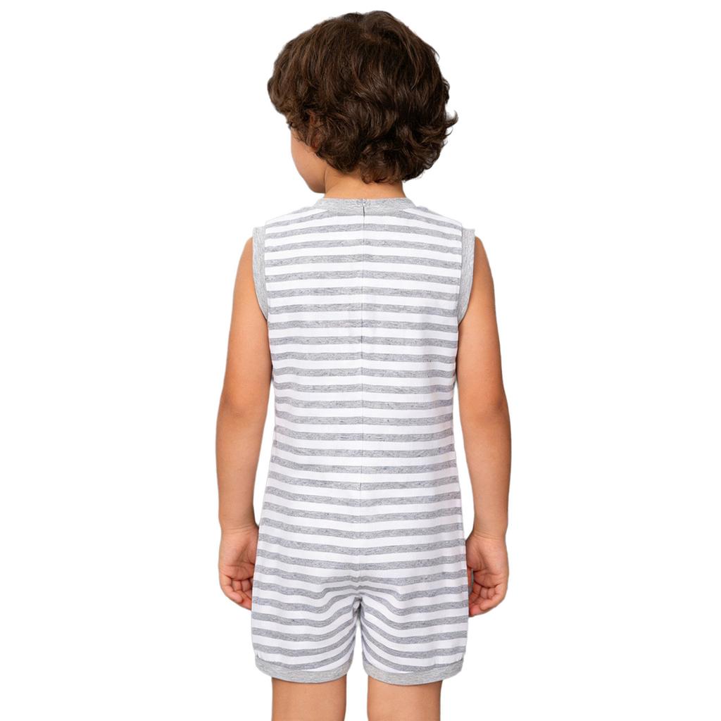 Mono Adaptativo Unisex para Niños con Necesidades Especiales Sin Mangas Cremallera Trasera Invisible Botón a Presión Tira de la Entrepierna Rayado para Vestir Fácilmente