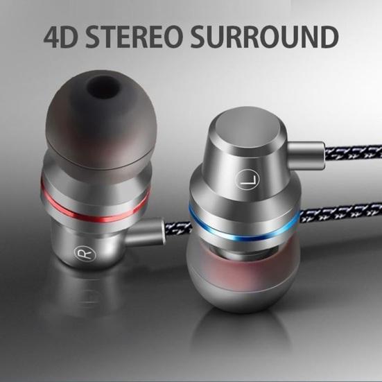 3.5mm Wired In-Ear Earphone Heavy Bass Stereo Volume Control Headphone with Mic