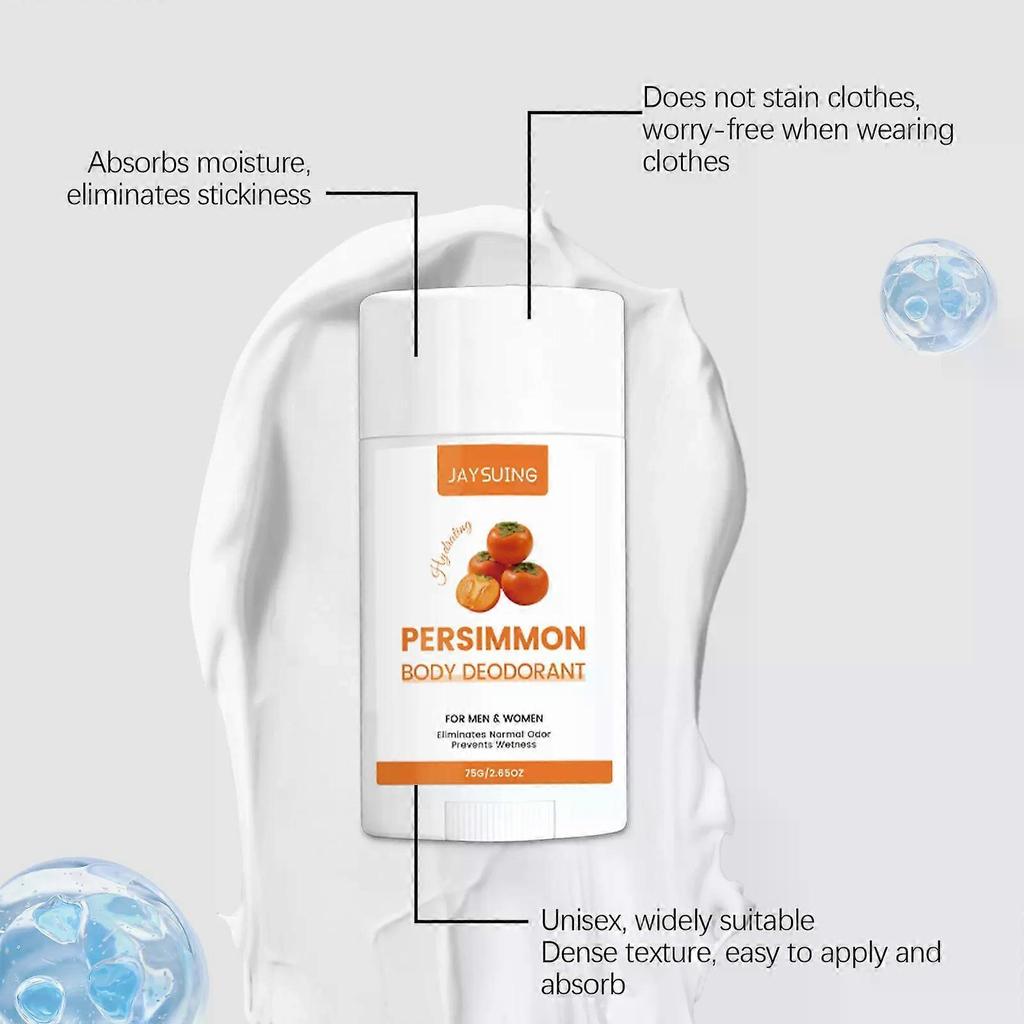 Persimmon Body Deodorant Stick, 75g Hydrating & Odor-Neutralizing Solid Perfume For All-Day Freshness less