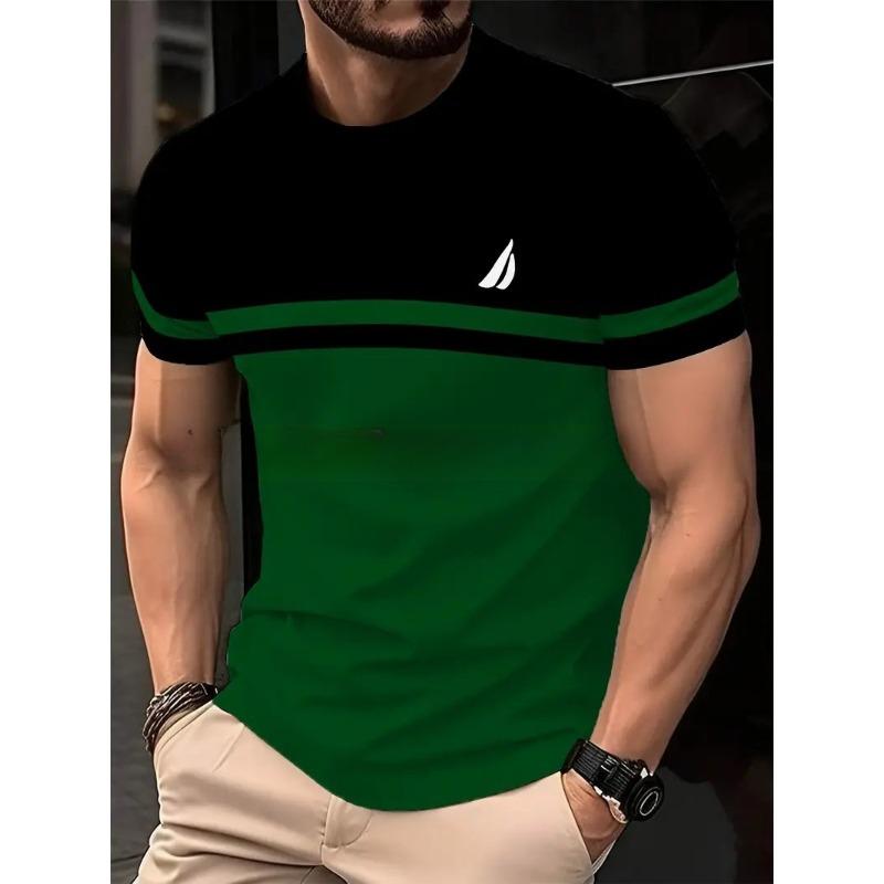 Sommer Rundhals 3D Streifenmuster Print Top Modische Lässige Kurzarm Herren T-Shirts