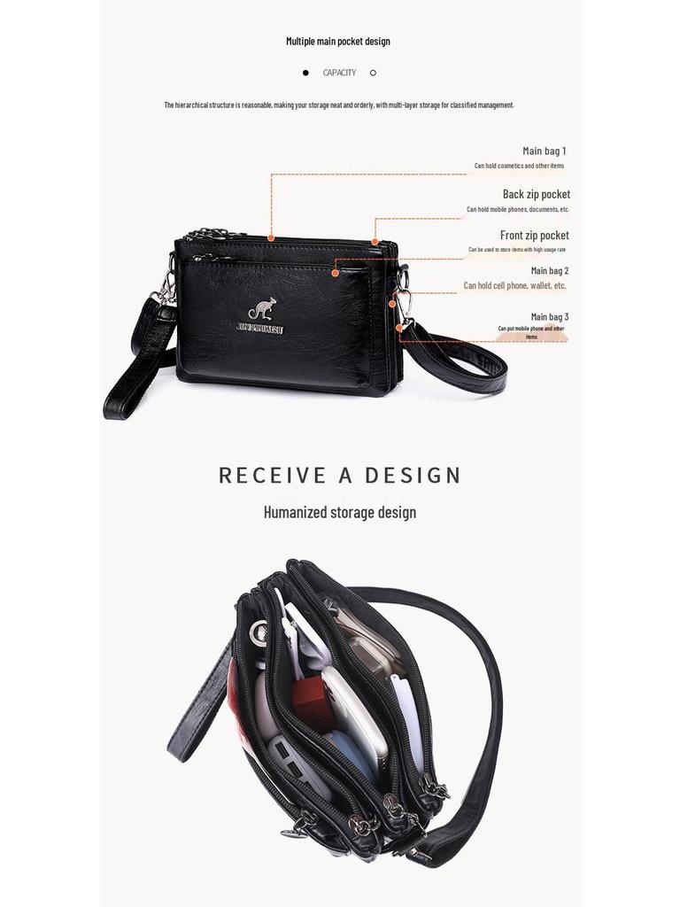 Trendig mjukt läder flerlagers damaxelväska/crossbodyväska