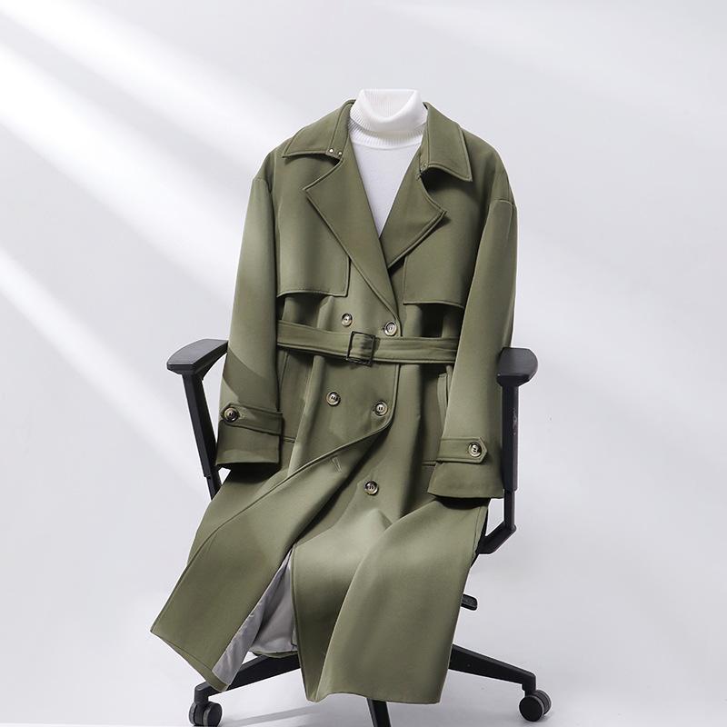Men's Trench Coat Spring Autumn Long Double Breasted Lapel Windbreaker with Belt England Style M-6XL