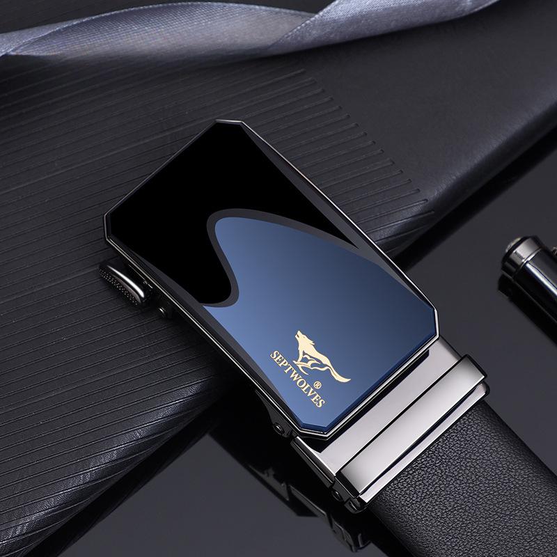 Belt for Men's Versatile Automatic Buckle Belt Cowhide Belt Gift Belt