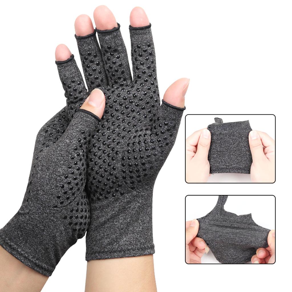 Sports Half Finger Gloves Anti Slip Breathable Comfortable Knitted Fabric Arthritis Compression