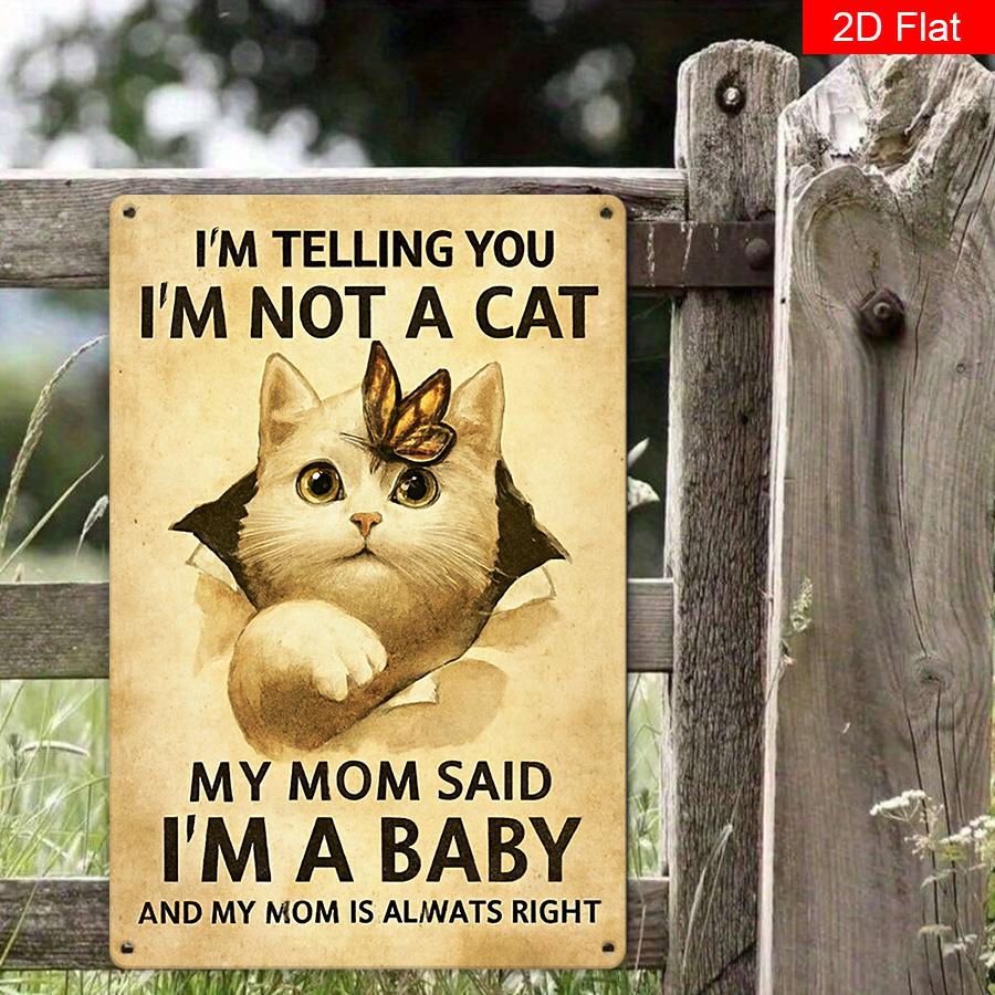 D Modern Humorous Cat Art Poster Rustic Farmhouse Metal Wall Decor Bedroom Living Room Bathroom Garden