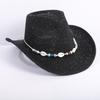 Popular European and American Classic Western Denim Straw Hat, Men's and Women's Fashion Outdoor Sunscreen Sequined Straw Hat