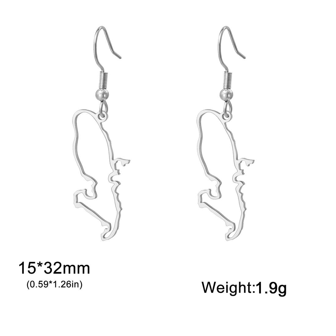 

Hollow Martinique Map Earrings Stainless Steel Fashion Classic Drop Earrings for Women France Jewelry Gift