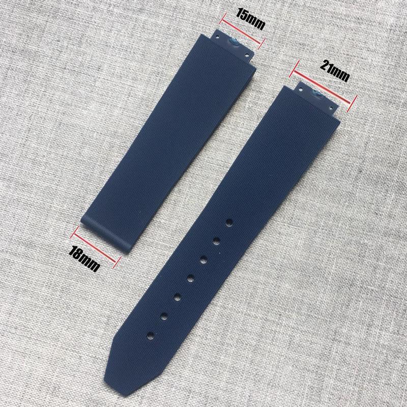 Wasserdichtes weiches Gummi-Armbandzubehör für Damen für HUBLOT Armband Armband Mehrfarbig konvex 21x15mm Faltschließe