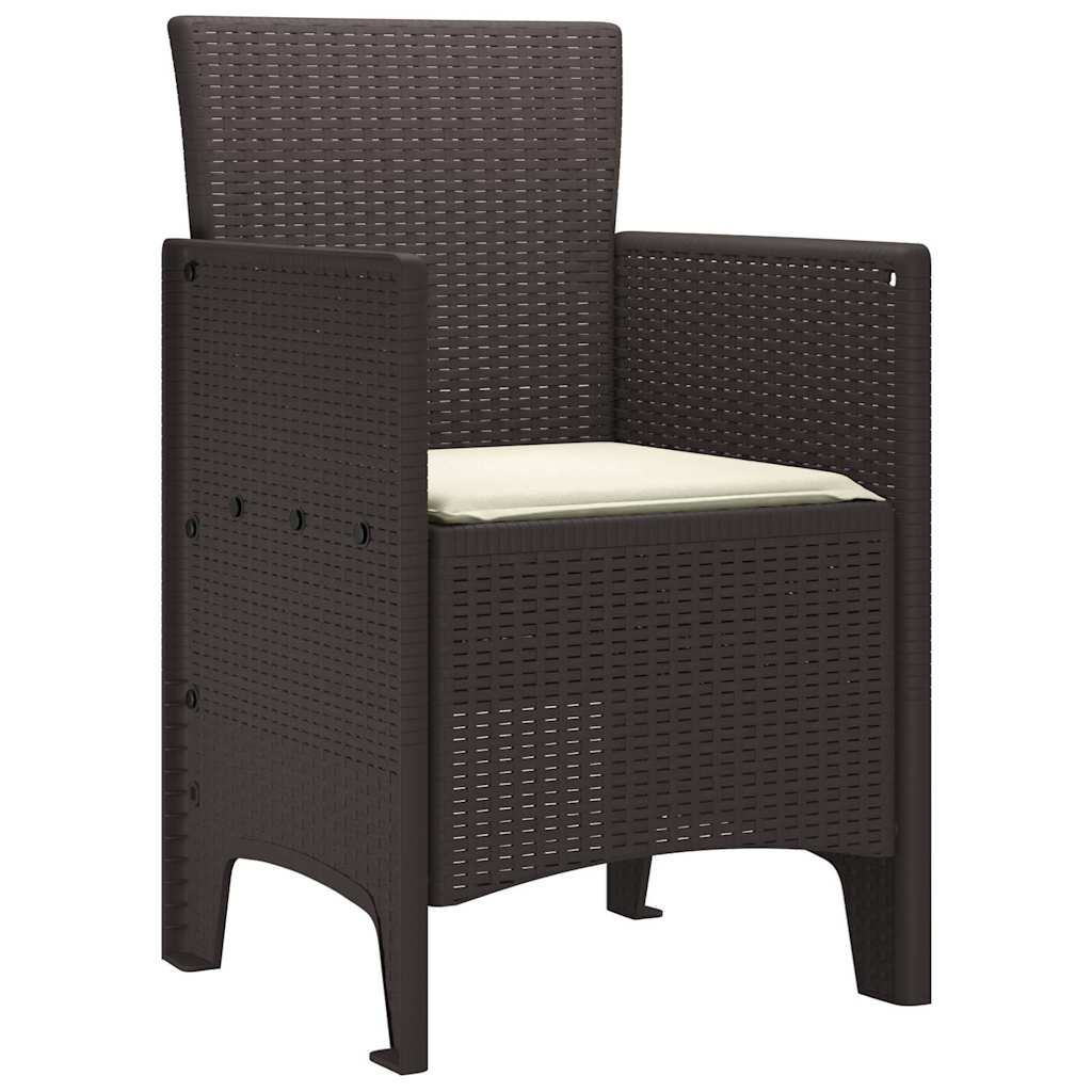 Garden Chair with Cushion 4 pcs Brown 53 x 49 x 85 cm Polypropylene