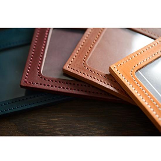 Ausweishülle aus echtem Leder, hergestellt in Japan, mit Hals, 2 Teleskoprollen für mehr Komfort [Endmark], Herrengurt, Taschen, (Grün)