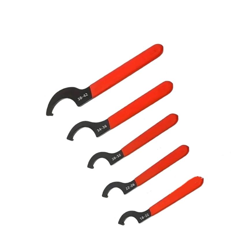 High Carbon Steel Crescents Spanner Tool Collection In Red And Black Plumbing Equipment Set For Mechanical Adjustments