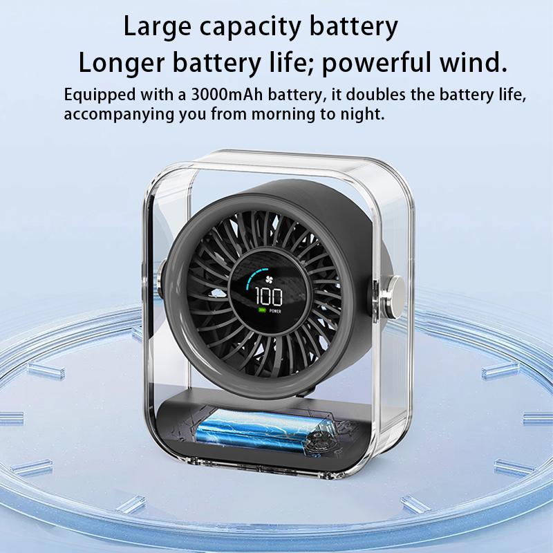 LED Digital Display Mini Desktop Fan Big Wind Quiet Circulation Fans USB Rechargeable Air Circulator Fan Home Mini Desktop Fan