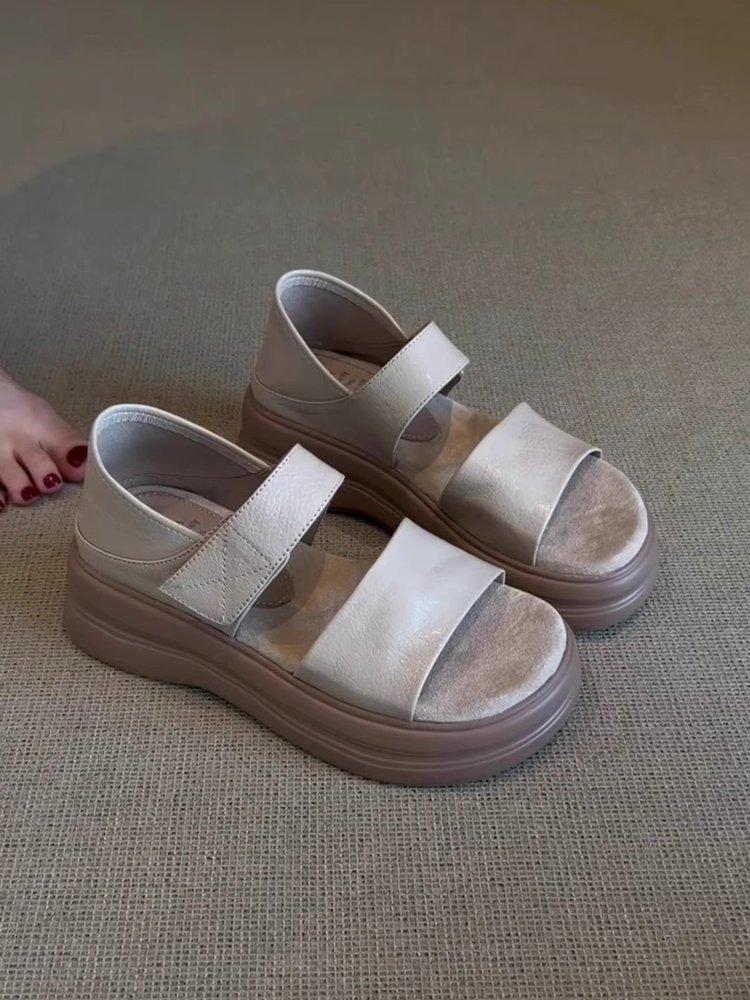 Retro Style~ Platform Sandals for Women's Summer Wear Casual Sandals To Increase the Height with Skirts, Mother Soft-soled Platform Sandals for Women