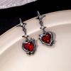 Y2K Goth Liquid Heart Cross Star Pendant Earrings Women Red Zircon Love Dangle Earring Gothic Irregular Tassel Earrings Jewelry
