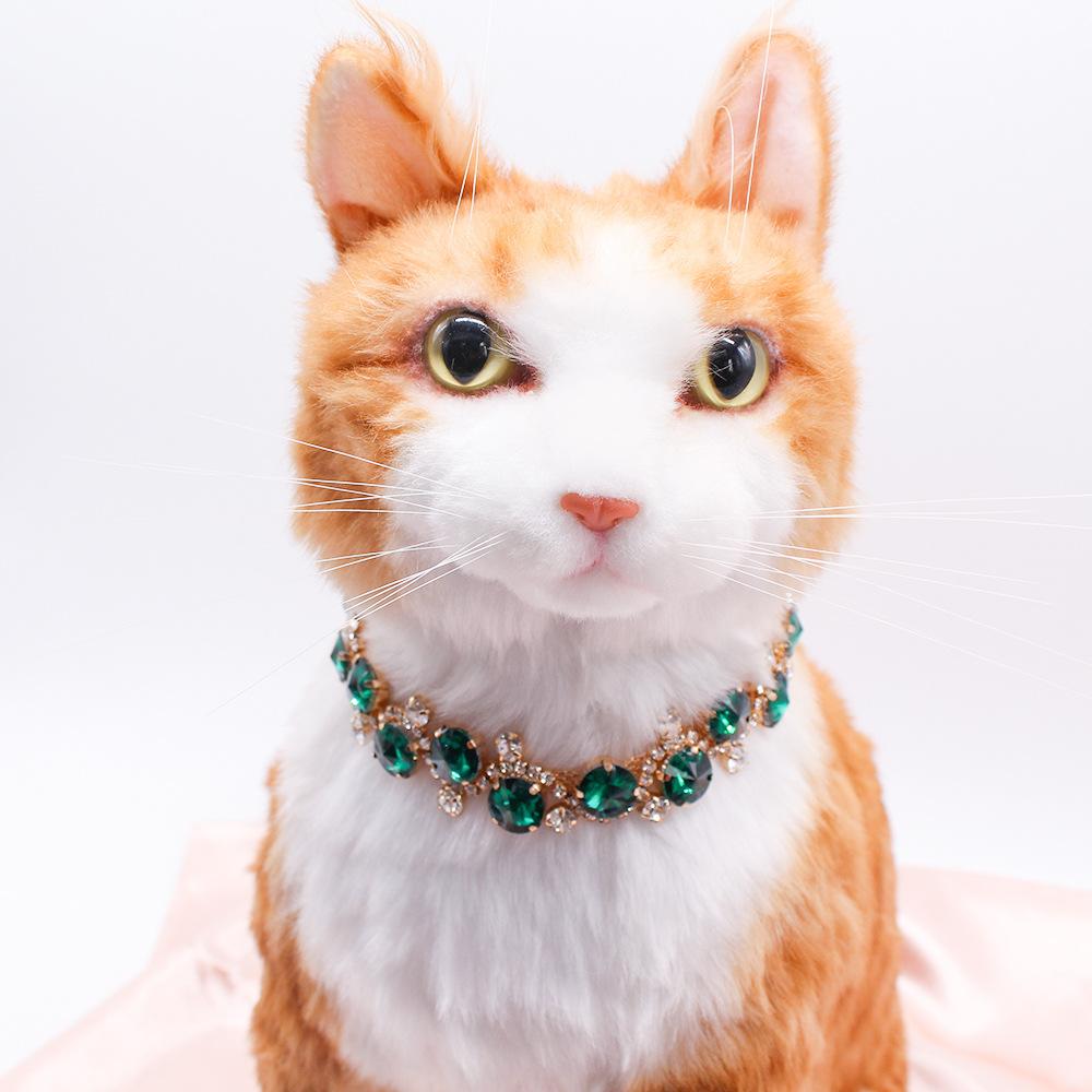 Dog Cat Collar Gold Chain Necklace Stainless Steel Adjustable Color Diamonds Collar for Small Medium Pets Cats Dogs Kitten Puppy