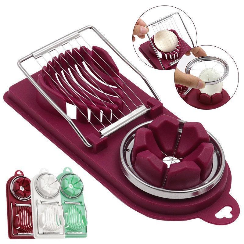 Multi Functional Egg Cutting Artifact Kitchen Household Stainless Steel Cutter Preserved Eggs Divider Two In One Egg Cutter