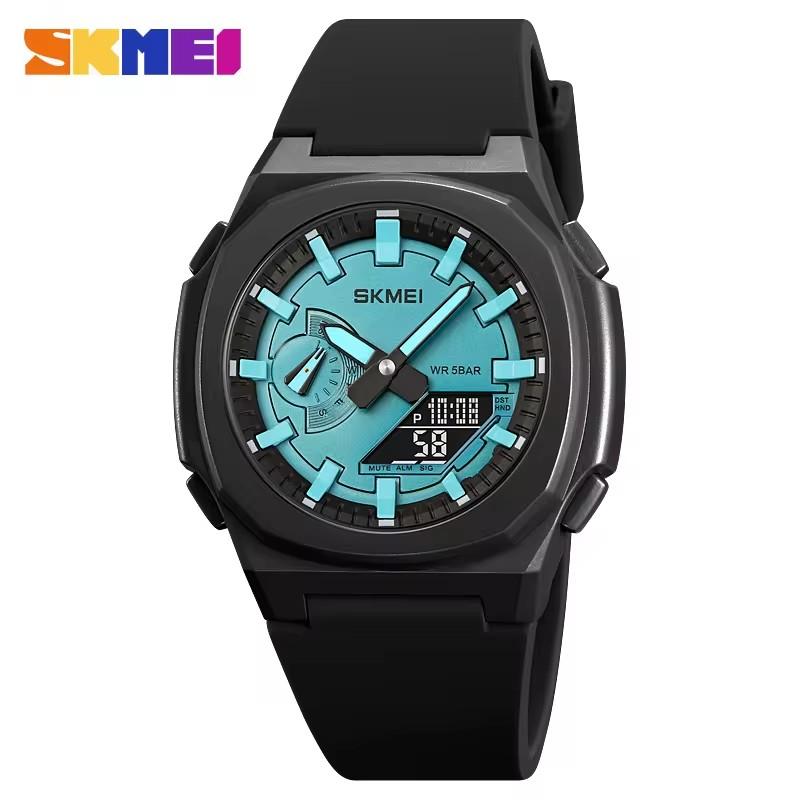 SKMEI 2091 Fashion Classic Men Silicone Strap Wristwatches Dual Time Led Analog Waterproof Digital Sports Luminous Hands Watches