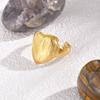 Brushed Stainless Steel Heart Ring for Women,Gold Plated Open Adjustable Finger Rings,Vintage Jewelry Gifts