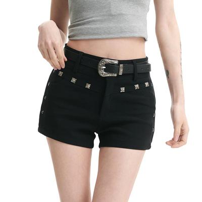 Mini Shorts Jeans Pretos para Mulheres Cintura Alta Retos Stretch Casual Hot Pants Jeans Roupas Y2k Moda Streetwear Verão