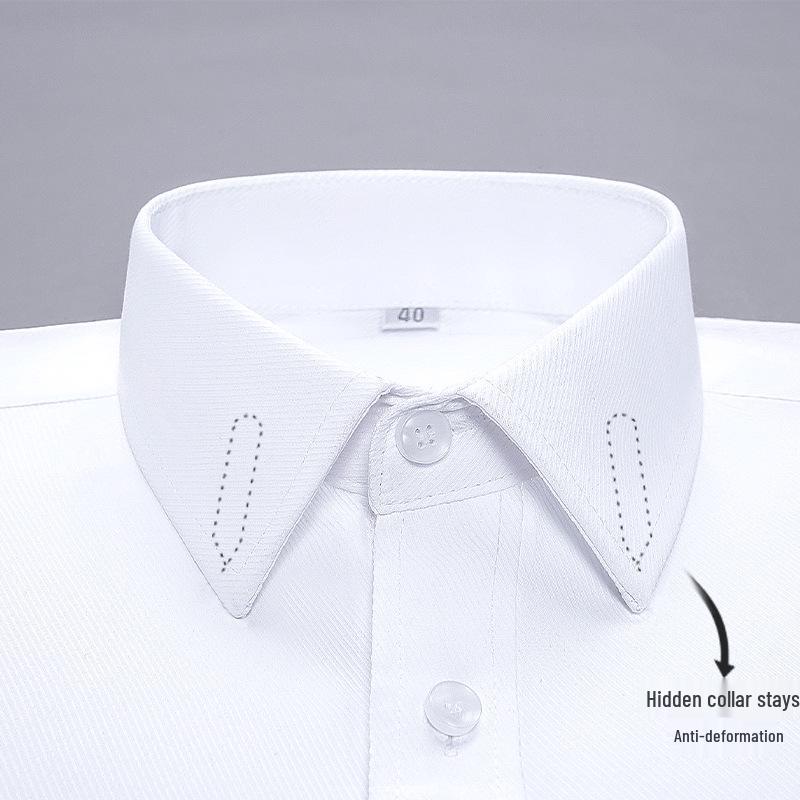 Men's Long Sleeve White Shirt - Professional Business Attire for Spring, Summer, and Autumn